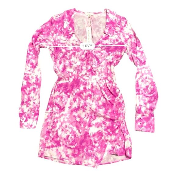 NEW For Love & Lemons Devon Shirt Pink & White Mini Dress Small - Picture 4 of 14